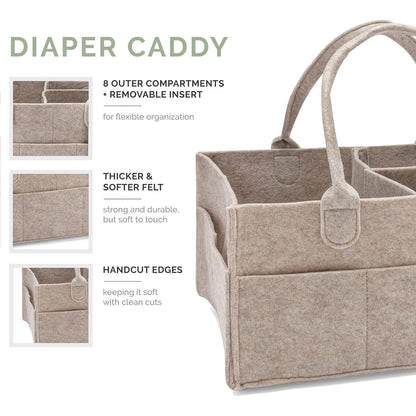 Diaper Caddy - Nursery Storage Bin and Car Organizer for Diapers and Baby Wipes